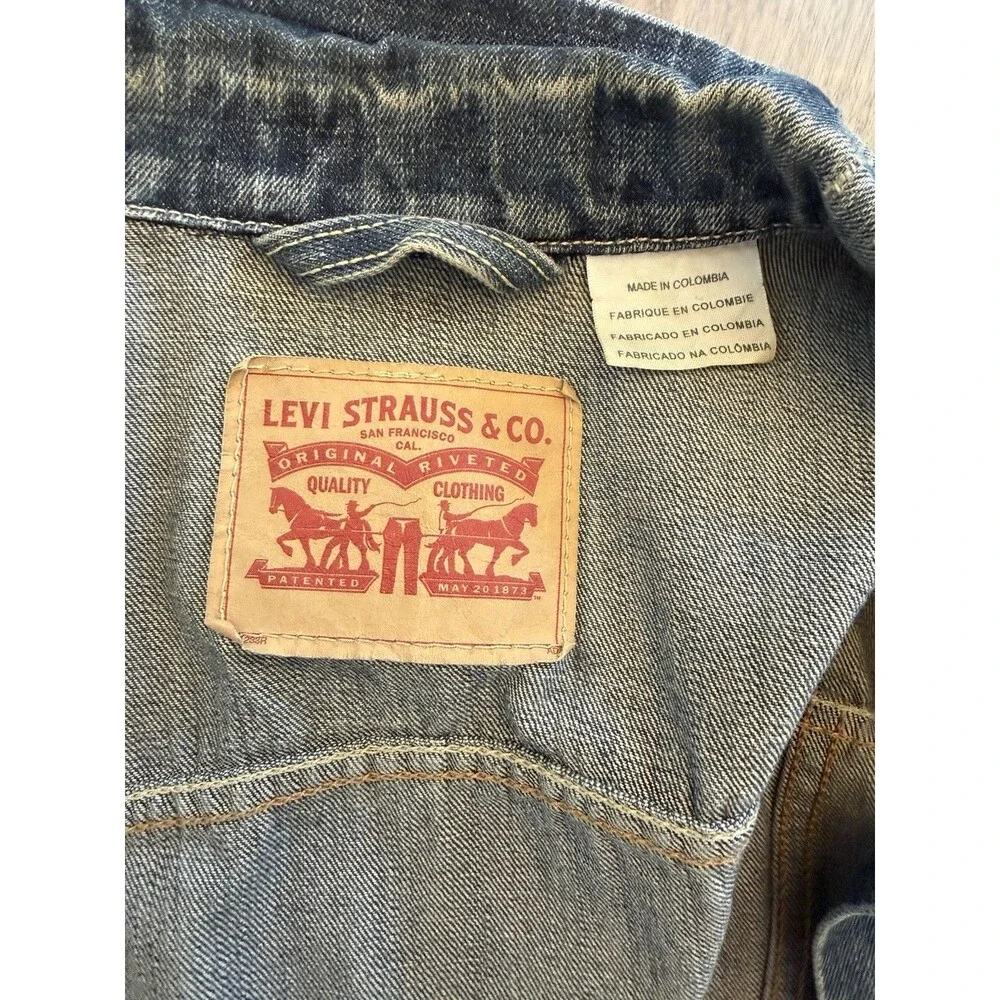 Levi Denim Jacket Western 4 Pocket Light Wash Trucker Workwear XL